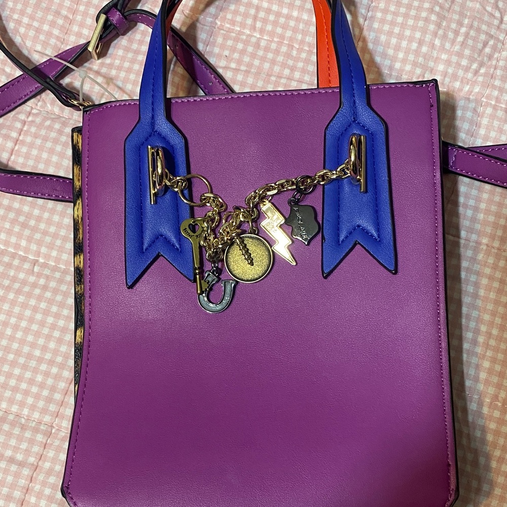 Betsey Johnson Vibrant Purple and Blue Crossbody Bag - Picture 2 of 4